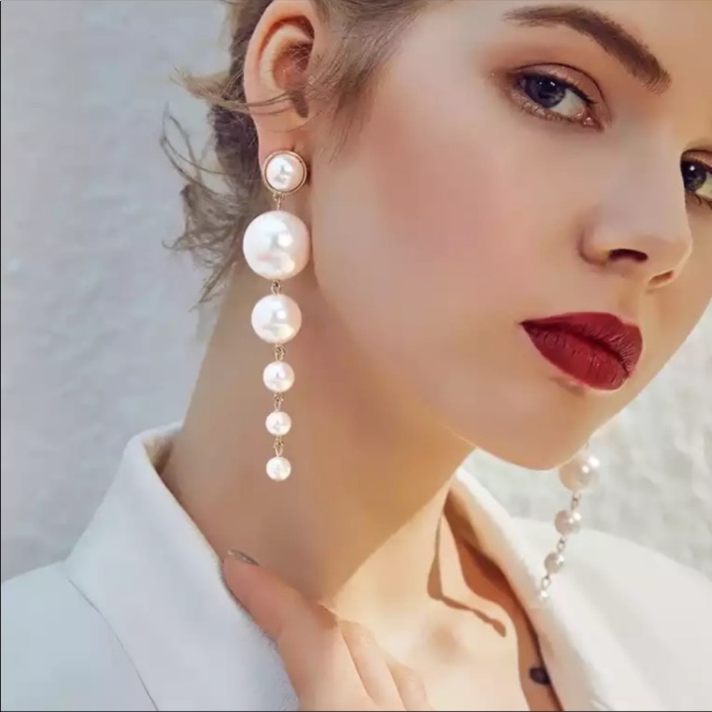 Zara Pearl Drop Statement Earrings